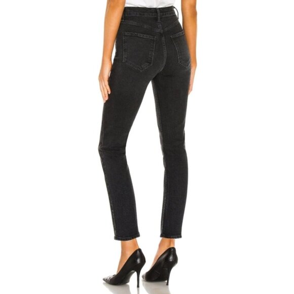 AGOLDE Riley Crop Jeans Panoramic Black Straight Leg 24 Aritzia - Picture 2 of 10